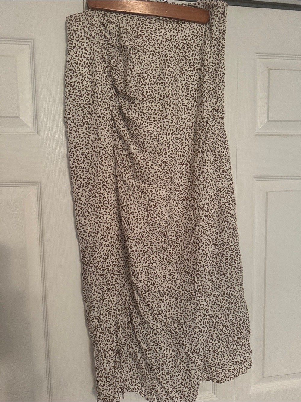 Cream Leopard Print Maxi Skirt with Subtle Brown Spots